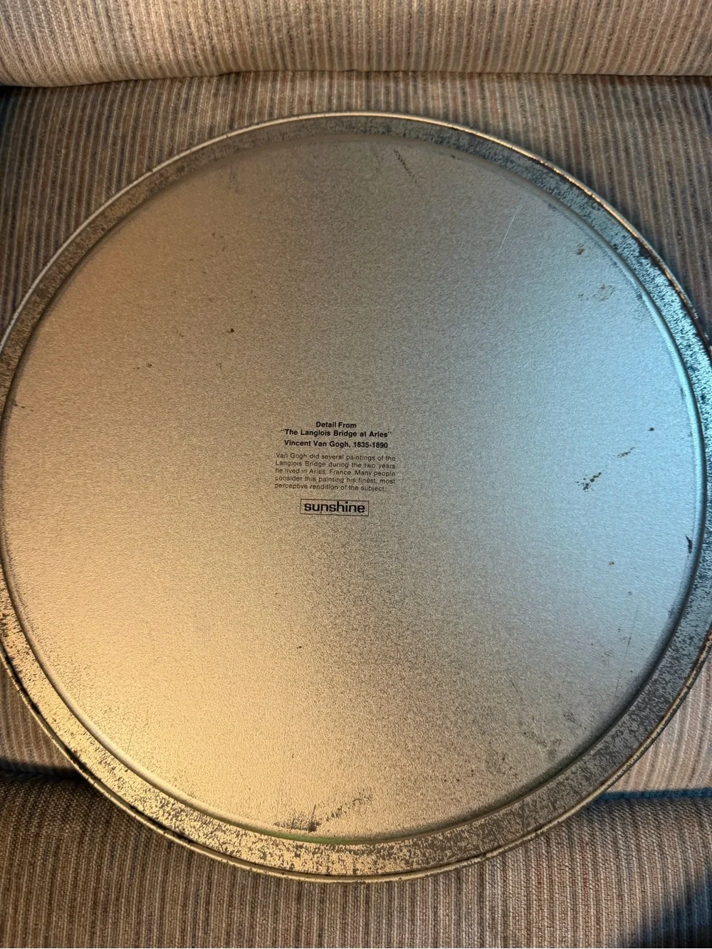 VTG Van Gogh Round Tin Tray with a different scene on each side. RARE